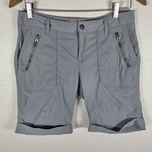 Athleta Women's 8 Gray Trekkie Hiking Shorts Nylon Stretch Zipper Pockets
